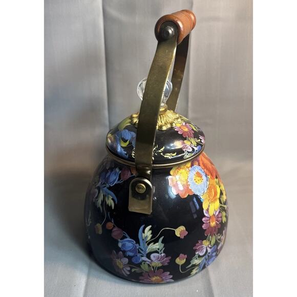 McKenzie-Child’s 2 Qt teapot Kettle Black Flowers Excellent Condition - Picture 2 of 7